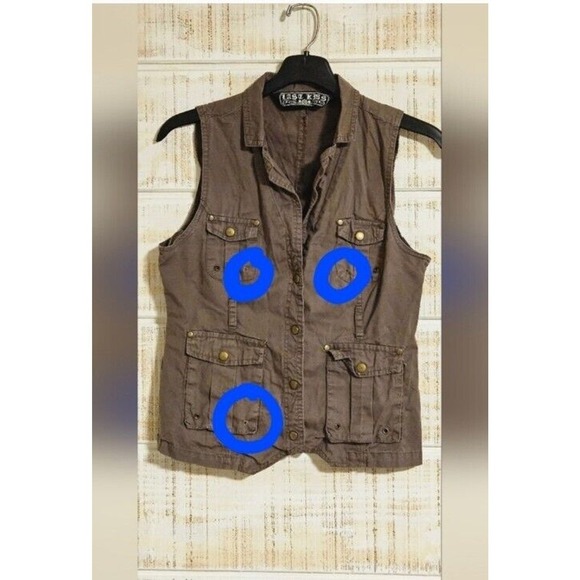 Last Kiss Khaki Y2K sz L Cargo Vest‎ - Picture 3 of 14